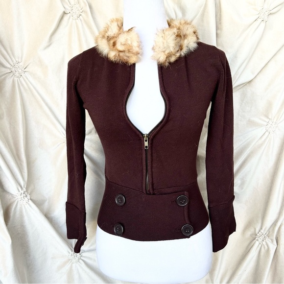 Cache Sweaters - VTG Cache Cardigan With Fur Collar